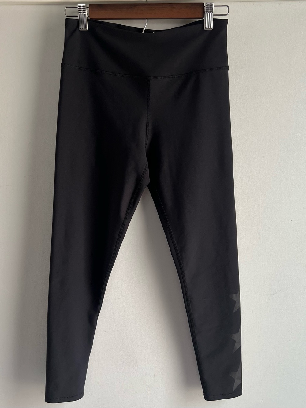 Aqua Athletic Women’s M Medium Leggings Black High Rise Workout Yoga Pants Stars